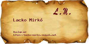 Lacko Mirkó névjegykártya